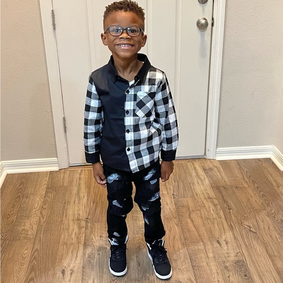 Boys Slim Distressed Jeans Black/White Size 5 - Picture 3 of 3